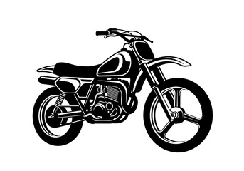 Off Road Dirt Bike Motorcycle Vector Silhouette Isolated on White Background