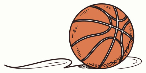 Orange basketball on white background sports equipment orange ball black lines cartoon style © Hasen