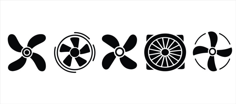 ventilation icon hand drawn illustration on white background. exhaust fan silhouette vector set.