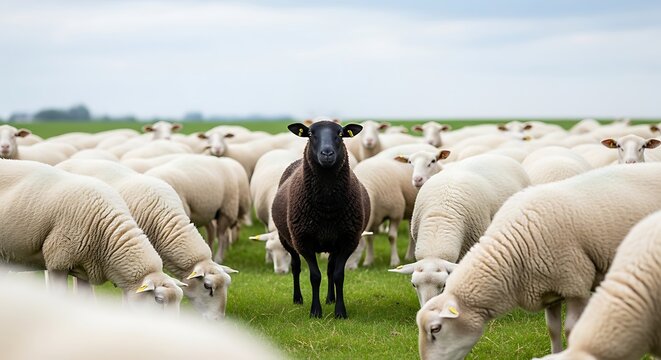 Leadership Concept Black Sheep in Flock