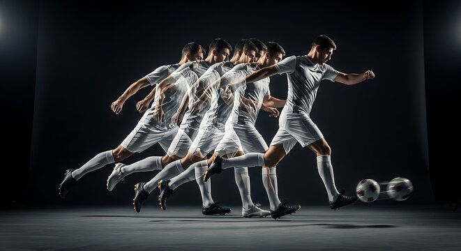 Athlete Kicking Soccer Ball with Speed Effect