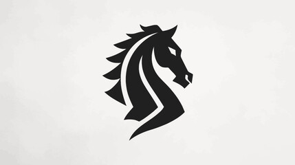 Fototapeta premium A stark black horse head silhouette with a textured effect against a pale cream background