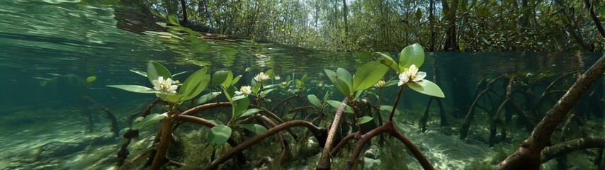 Fototapeta premium Exploring mangrove ecosystems underwater flora and fauna nature photography tropical environment