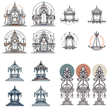 Kavadi frame design illustrations in modern minimalist style  