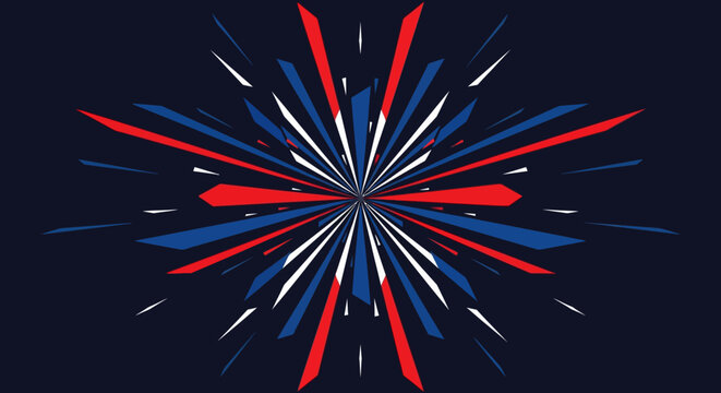 patriotic red white blue explosion burst graphic design element