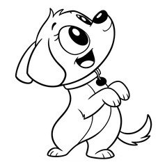 Obraz premium Cute dog cartoon illustration in black and white line art for childrens book