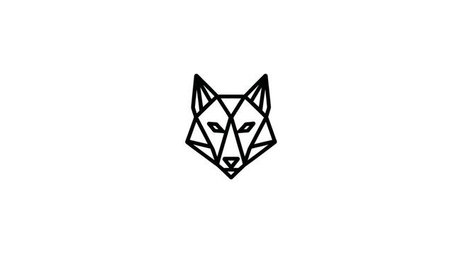A geometric illustration of an animal head, rendered in thick black lines on a white background