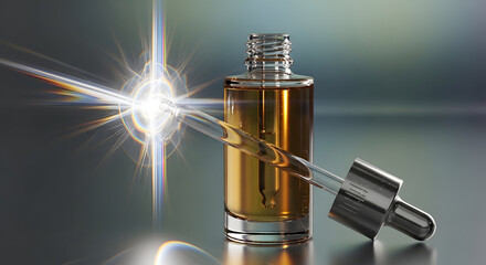 Naklejka premium A futuristic device with glowing elements and a metallic clamp in a dark environment