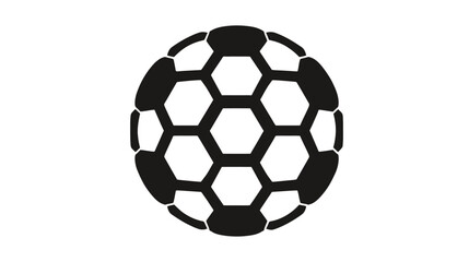 Obraz premium A simple, black-and-white graphic illustration of a soccer ball. The design is geometric