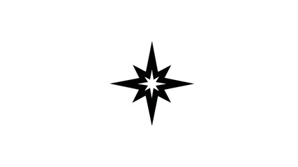 Fototapeta premium A black, eight-pointed star design set in the center of a white background