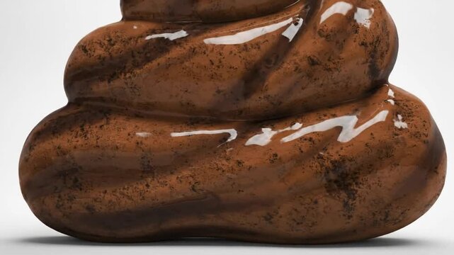 Realistic detailed 3D rendering of a brown pile of poo or excrement isolated on a white backdrop