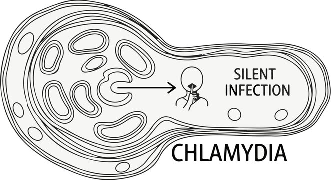 Illustration of a chlamydia infection cycle with a silent infection