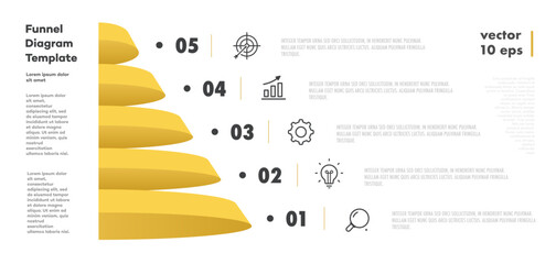 Infographic pyramid diagram 3d isometric 5 options, level or parts. Ladder template for workflow layout, processing, web design, apps, timelines, marketing, presentation