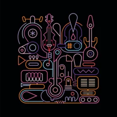 Fotobehang Abstracte Kunst Music Machine, Musical Line Art vector design   ©  danjazzia