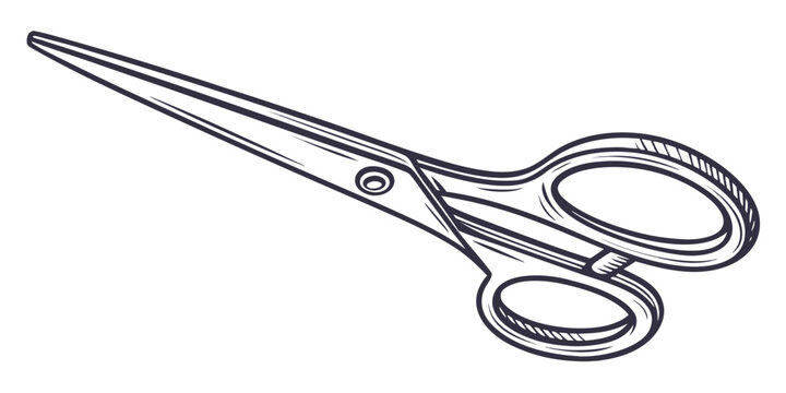 Black and white of a pair of scissors outline