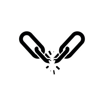 Broken Chain Link Icon Symbolizing Weakness and Disconnection.