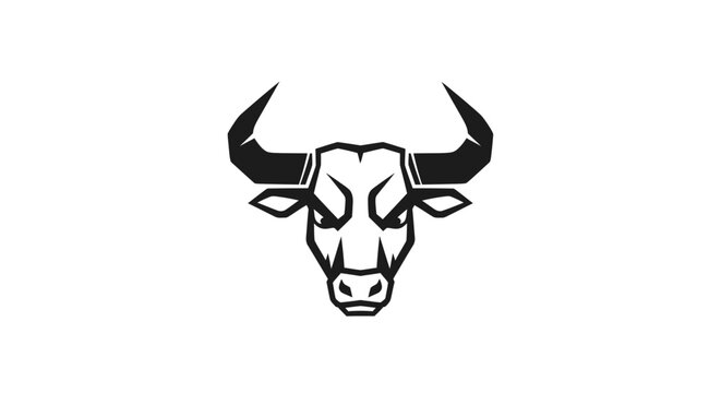 Black and white bull head illustration.