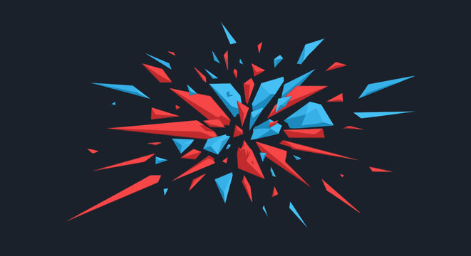 Abstract red and blue explosion graphic design element