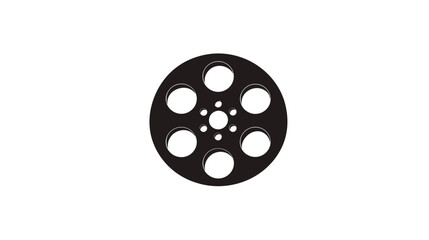 A simple, isolated black film reel on a white background, perfect for a concept or design