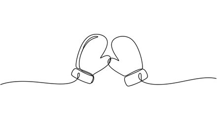Obraz premium Minimalist Boxing Gloves Line Art: Symbol of Competition and Sport