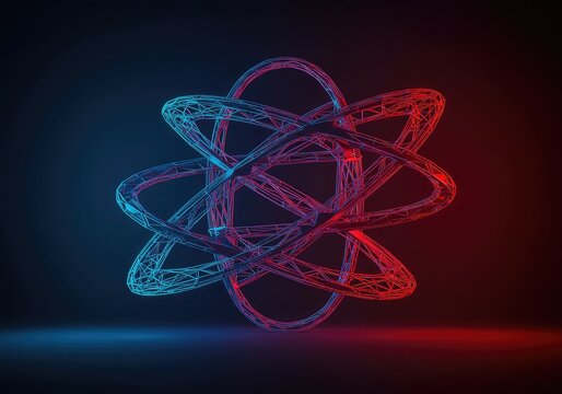 Interconnected glowing planes forming a perfect, balanced, harmonious spatial structure. Abstract visualization of complex multidimensional reality, abstract, space, seamless