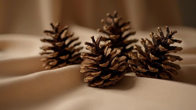 Pinecones on fabric.