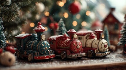 Charming Christmas Train Set with Festive Lights and Holiday Decoration