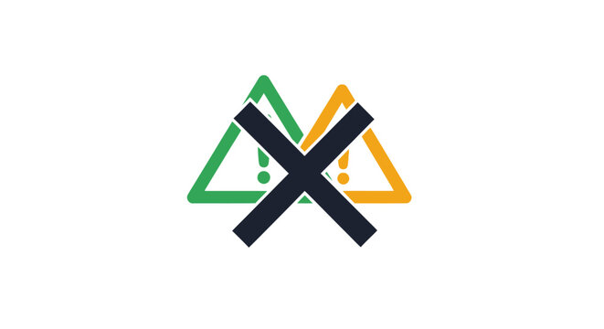 Geometric shapes with X mark.