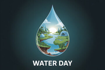 Obraz premium Water day planet earth inside water drop landscape with save water