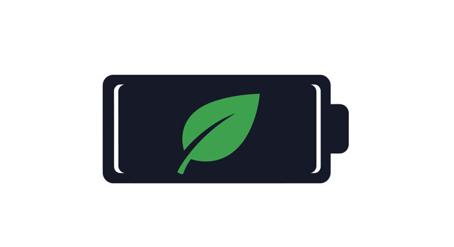 Green Leaf Battery Icon Eco Friendly.