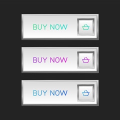 Modern CTA button set, "Buy Now" text, 3D effect, web UI element for landing pages, mobile apps or banners.