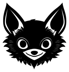 Fototapeta premium PNG Bat animal face linear illustration vector art.
