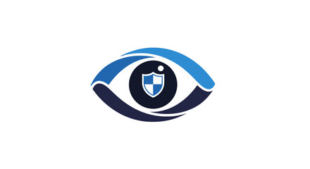 Obraz premium Blue eye with shield logo.