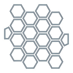 Obraz premium Hexagonal Pattern with Black Outlines hexagons
