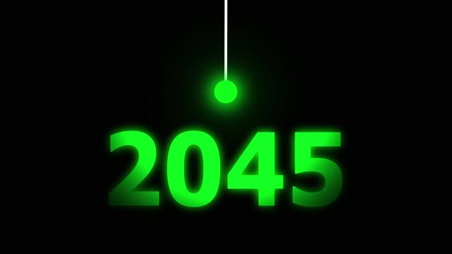 Green Idea Lighting Up 2045 &ndash; Futuristic New Year Concept Symbolizing Innovation, Hope, Strategy and Forward Thinking Success.