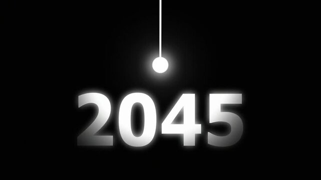 Bright Idea Lighting Up 2045 &ndash; Futuristic New Year Concept Symbolizing Innovation, Hope, Strategy and Forward Thinking Success.