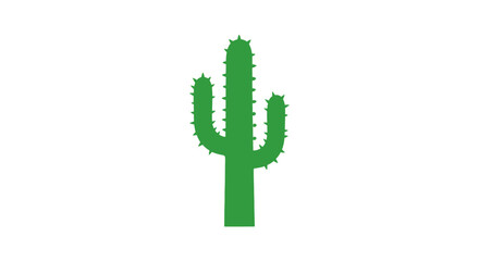 A simple green cartoon cactus illustration standing upright on a clean white background, depicting a desert plant. © Ndoro