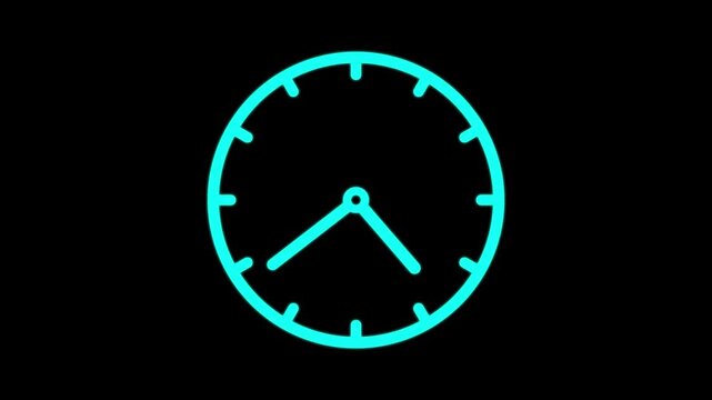 Syan clock icon with moving arrows in 12 hour loop. Stopwatch animation Video. Time on clock is going fast