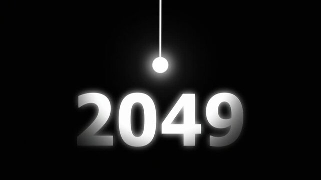 Bright Idea Lighting Up 2049 &ndash; Futuristic New Year Concept Symbolizing Innovation, Hope, Strategy and Forward Thinking Success.