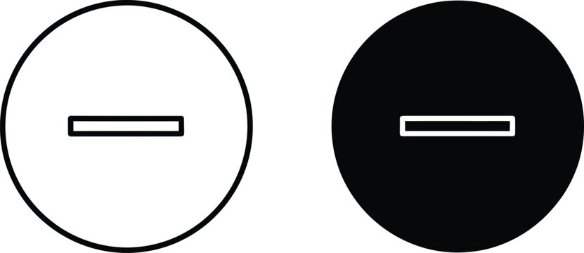 Minimalist minus sign in a circle in outline and solid versions represents subtraction