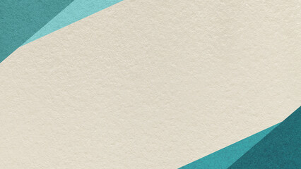 Light beige paper texture background with emerald, teal geometric corners gradient layers, copy space for banner presentation © nikol85