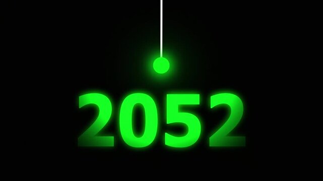 Green Idea Lighting Up 2052 &ndash; Futuristic New Year Concept Symbolizing Innovation, Hope, Strategy and Forward Thinking Success.