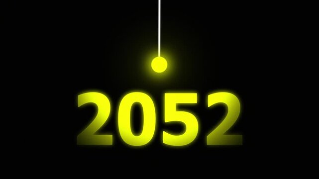 Yellow Idea Lighting Up 2052 &ndash; Futuristic New Year Concept Symbolizing Innovation, Hope, Strategy and Forward Thinking Success.