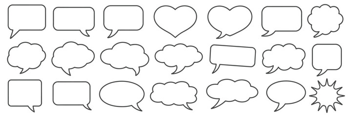 Black Outline Speech and Thought Bubbles Vector, comic cartoon style dialogue © ayat 02