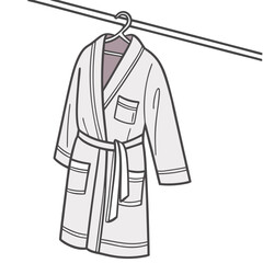 Naklejka premium A white bathrobe hanging on a clothesline