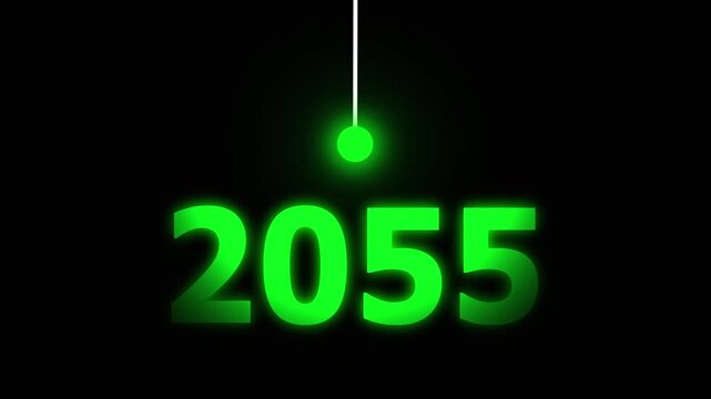 Green Idea Lighting Up 2055 &ndash; Futuristic New Year Concept Symbolizing Innovation, Hope, Strategy and Forward Thinking Success.