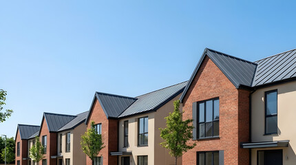 Modern Terraced Houses Street View
