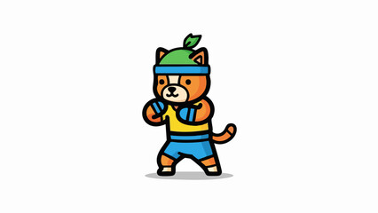 Fototapeta premium Cartoon dog character wearing sports outfit ready for exercise and training.
