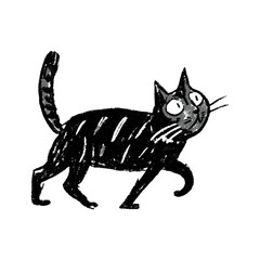 Obraz premium PNG Quirky black cat illustration.