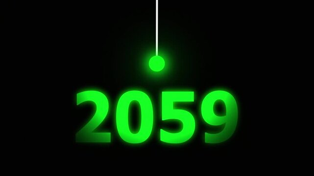 Green Idea Lighting Up 2059 &ndash; Futuristic New Year Concept Symbolizing Innovation, Hope, Strategy and Forward Thinking Success.